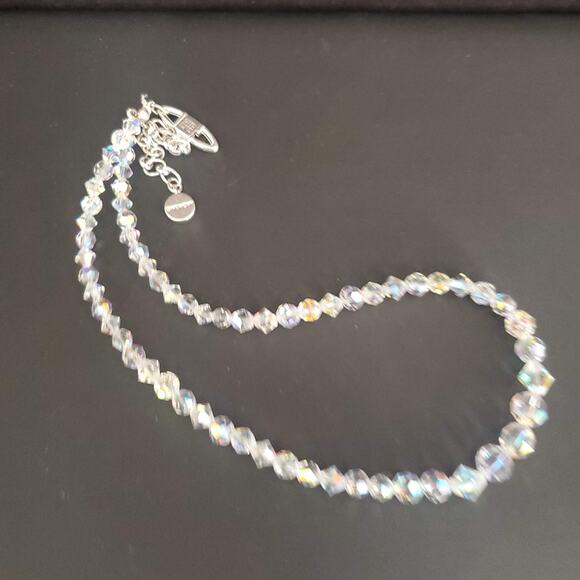 Givenchy Aurora Borealis Choker Necklace Silver Tone with clear crystals Signed - Picture 8 of 9